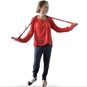 Free People | Coral Blouse | XS